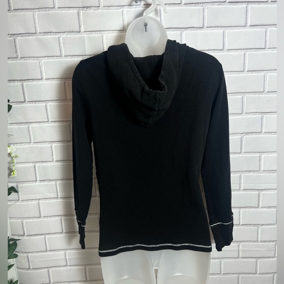 KENSIE Sweatshirt Top-Stitching Drawstring Hoodie
Black, Size: L - Picture 8 of 10